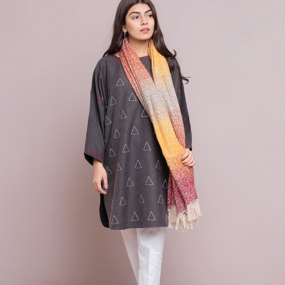 Beech Tree- Embroidered Shirt With Stole